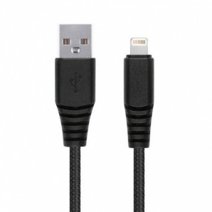 Кабель Smartbuy (iK-510n-2) USB - 8-pin для Apple "карбон", экстрапрочн, 1.0 м, до 2А, черный фото №15305