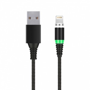 Кабель Smartbuy (iK-510mt-2) USB - 8-pin для Apple, 1м магн отсоед. наконеч до 2 А, черн. фото №15311