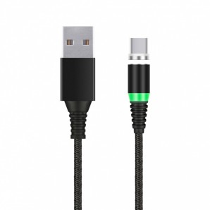 Кабель Smartbuy (iK-3110mt-2) USB 2.0 - TYPE-C магнит отсоедин наконечн, длина 1.0 м, 2 А, черный фото №15313