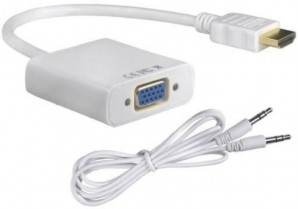 Конвертер HDMI->VGA+Audio, HDMI 19 pin на VGA 15 pin, белый фото №15366