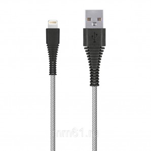 Кабель Smartbuy (iK-510n-2 white) USB - 8-pin для Apple "карбон", экстрапрочн, 1.0 м, до 2А, белый фото №15498