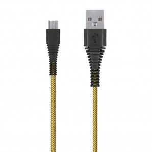 Кабель USB -Am/microB 5p 1.0м Smartbuy карбон, экстрапрочный, до 2А, желтый (iK-10n-2 yellow) фото №15549