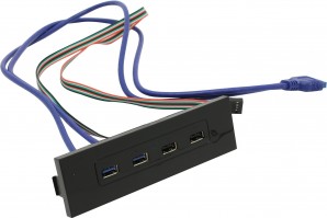 Планка USB на переднюю панель ExeGate U5H-614, 5.25", 2*USB+2*USB 3.0, черная, подсоед-е к мат.плате фото №15574