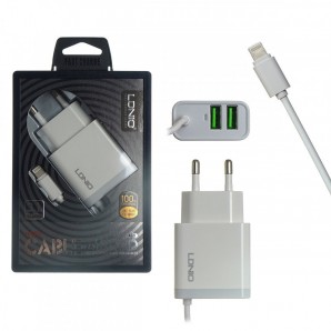 Адаптер питания Ldnio A321 2 порта USB с кабелем micro USB. 3,1 А. Быстрая защита от короткого замыкания / перегрева / перенапряжения / перегрузки по току фото №16096