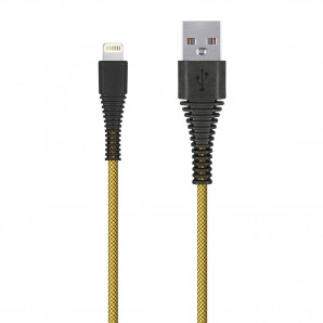 Кабель Smartbuy (iK-510n-2) USB - 8-pin для Apple "карбон", экстрапрочн, 1.0 м, до 2А, желтый фото №16242