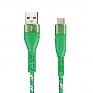 Кабель USB -Am/microB 5p 1.0м Smartbuy CARBON CANDY зеленый, 2 A (ik-12CAC green) фото №16505