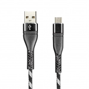 Кабель USB -Am/microB 5p 1.0м Smartbuy CARBON CANDY черный, 2 A (ik-12CAC black) фото №16509