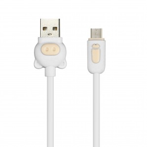 Кабель USB -Am/microB 5p 1.0м Smartbuy COLOR PIG, оплетка ПВХ, белый, 2 А (ik-12CPG white) фото №16513