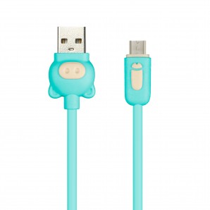 Кабель USB -Am/microB 5p 1.0м Smartbuy COLOR PIG, оплетка ПВХ, зеленый, 2 А (ik-12CPG green) фото №16514