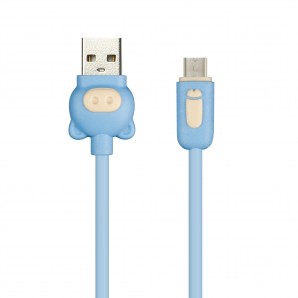 Кабель USB -Am/microB 5p 1.0м Smartbuy COLOR PIG, оплетка ПВХ, синий, 2 А (ik-12CPG blue) фото №16515