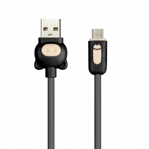 Кабель USB -Am/microB 5p 1.0м Smartbuy COLOR PIG, оплетка ПВХ, черный, 2 А (ik-12CPG black) фото №16516