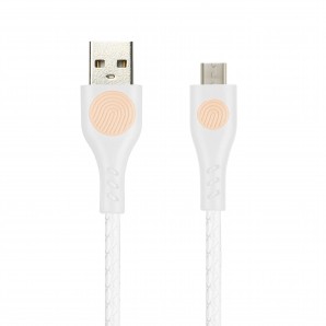 Кабель USB -Am/microB 5p 1.0м Smartbuy FINGERPRINT, резин. текстур. оплетка, белый, 2 А (ik-12FGP white) фото №16517