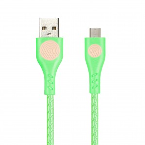 Кабель USB -Am/microB 5p 1.0м Smartbuy FINGERPRINT, резин. текстур. оплетка, зелен., 2 А (ik-12FGP green) фото №16519