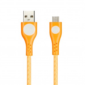 Кабель USB -Am/microB 5p 1.0м Smartbuy FINGERPRINT, резин. текстур. оплетка, оранж.,2 А (ik-12FGP orange) фото №16520