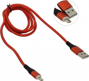 Кабель USB -Am/microB 5p 1.0м Jet.A JA-DC29 для зарядки и передачи данных с маг/кон красный (опл. нейлон, QC3.0 , 3A) фото №16809