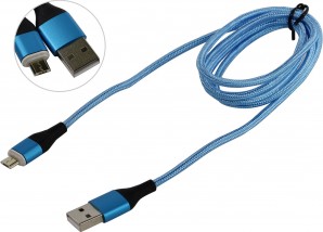 Кабель USB -Am/microB 5p 1.0м Jet.A JA-DC29 для зарядки и передачи данных с маг/кон синий (опл. нейлон, QC3.0 , 3A) фото №16811