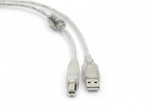 Кабель USB AM/BM 1.8м Gembird CCF-USB2-AMBM-TR-6 экран, феррит.кольцо, прозрачный фото №16900