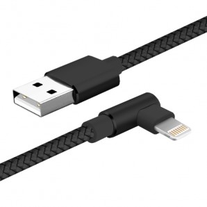 Кабель Jet.A USB - 8-pin для Apple JA-DC45 1м черный (в оплётке,  Г-образный штекер) фото №17923