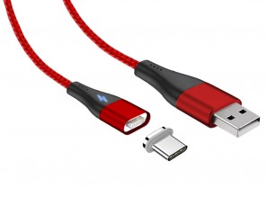 Кабель USB2.0 -Am/Type-C 1м Jet.A JA-DC39 для зарядки и передачи данных с маг/кон красный (опл. нейлон, QC3.0, 3A) фото №17928