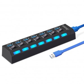 Разветвитель USB 3.0 HUB Smartbuy с выключателями, 7 портов, СуперЭконом, черный, SBHA-7307-B фото №18103