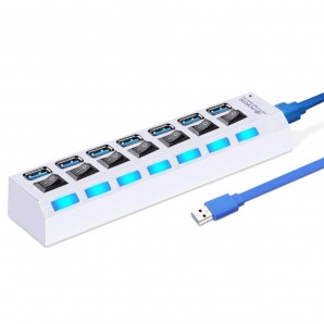 Разветвитель USB 3.0 HUB Smartbuy с выключателями, 7 портов, СуперЭконом, белый, SBHA-7307-W фото №18104
