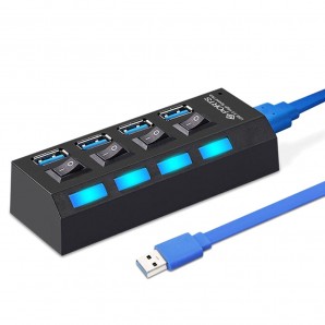 Разветвитель USB 3.0 HUB Smartbuy с выключателями, 4 порта, СуперЭконом, черный, SBHA-7304-B фото №18105