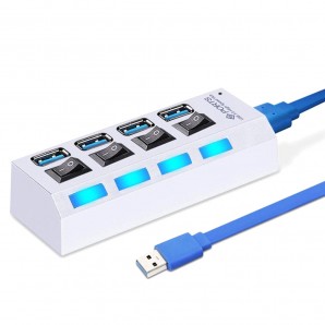 Разветвитель USB 3.0 HUB Smartbuy с выключателями, 4 порта, СуперЭконом, белый, SBHA-7304-W фото №18106