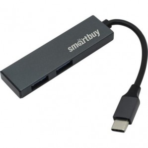 Разветвитель USB 3.0 HUB Type-C Smartbuy 460С 2 порта USB 3.0, металл.корпус, серый (SBHA-460С-G) фото №18315