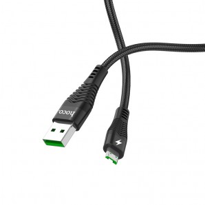 Кабель USB -Am/microB 5p 1.2м HOCO U53 4A ткань удлиненный коннектор черный фото №18343