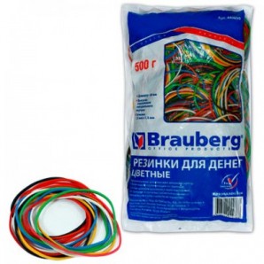 Резинки для денег BRAUBERG, 500 г, цветные, натуральный каучук, 440050 фото №18443