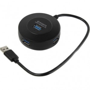 Разветвитель USB 3.0 HUB Smartbuy с выключателями, 4 порта, СуперЭконом круглый, черный, SBHA-7314-B фото №18535