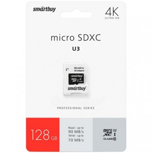 Память MicroSDXC 128GB Smart Buy Class 10 U3 V30 A1 Advanced R/W up to 90/55 с адапт фото №18597