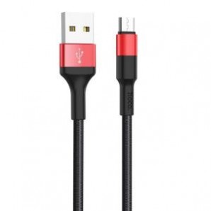 Кабель USB -Am/microB 5p 1.0м HOCO X26 2.0A ткань черный красный фото №18600