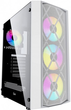 Корпус Powercase Rhombus X4 White, Tempered Glass, Mesh, 4x 120mm 5-color LED fan, белый, ATX  (CMRMW-L4) фото №18747