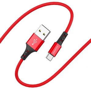 Кабель Borofone BX20 USB (m)-Lightning (m) 1.0м 2.0A ткань красный фото №18748