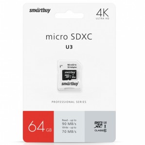 Память MicroSDXC 064GB Smart Buy Class 10 U3 V30 A1 Advanced R/W up to 90/55 с адапт фото №18762