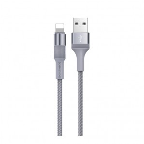 Кабель Borofone BX21 USB (m)-Lightning (m) 1.0м 2.4A ткань серый фото №18897
