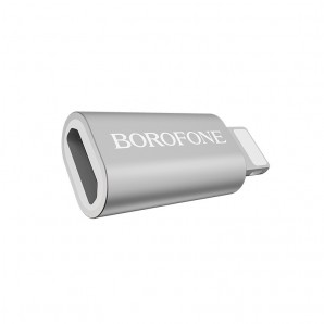 Переходник Borofone BV4 Type-C - микро USB(f), плоский, алюминий, серебряный фото №19096