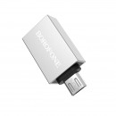 Кабель OTG micro USB ----> USB 3.0(f) Borofone BV2, плоский, алюминий, серебряный фото №19102