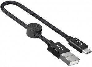 Кабель USB -Am/microB 5p 0.25м HOCO X35 2.4A, ткань, цвет: чёрный фото №19205