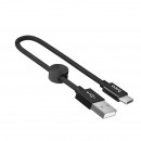 Кабель HOCO X35 USB 2.0 - TYPE-C 0.25м, круглый, 2.4A, ткань, цвет: чёрный фото №19335
