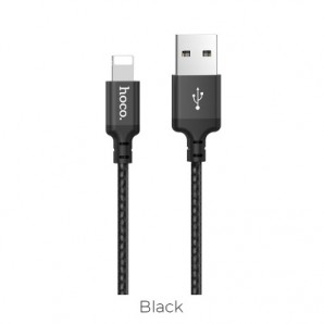 Кабель HOCO X14 USB (m)-Lightning (m) 2.0м 2.0A ткань черный фото №19488