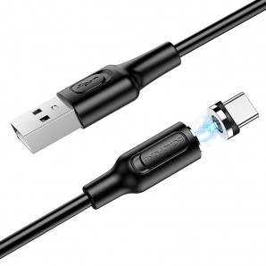 Кабель USB -Am/microB 5p 1.0м Borofone BX41 2.4A силикон, магнитный, чёрный фото №19761