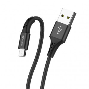 Кабель USB -Am/microB 5p 1.0м Borofone BX20 2.0A ткань черный фото №19917