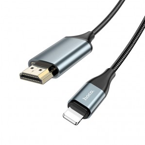 Кабель HDMI - 8 pin HOCO UA15 High-definition, 2.0м, круглый, ткань, алюминий, full HD, цвет: серый фото №20000