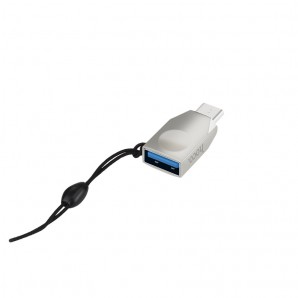 Переходник Type-C - USB(f) HOCO UA9, плоский, пластик, цвет: серебряный фото №20115