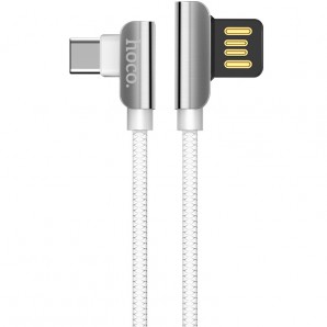 Кабель HOCO U42 USB 2.0 - TYPE-C 1.0м, 2.4A, ткань, боковой, белый фото №20155