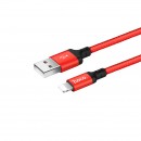 Кабель HOCO X14 USB (m)-Lightning (m) 1.0м 2.0A ткань красный фото №20240
