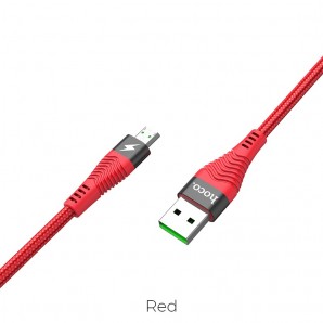 Кабель USB -Am/microB 5p 1.0м HU53 Flash 5A, ткань, удлиненный коннектор красный фото №20266