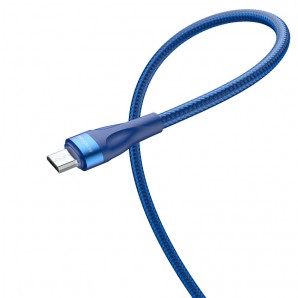 Кабель USB -Am/microB 5p 1.0м Borofone BX61 2.4A ткань синий фото №20601